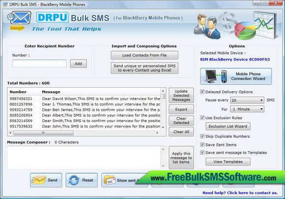 Windows 7 SMS App for BlackBerry 6.0.1.4 full