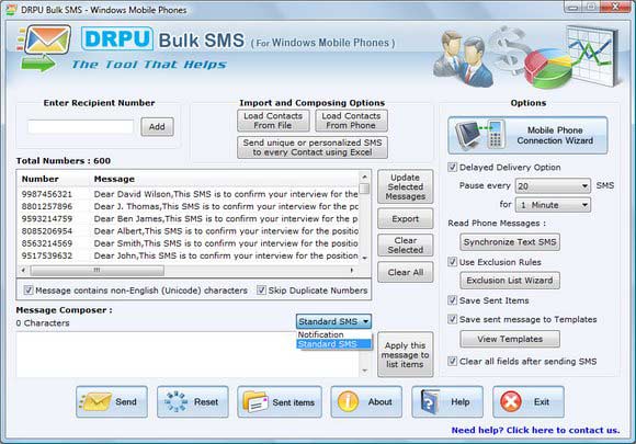 Screenshot of SMS from PC
