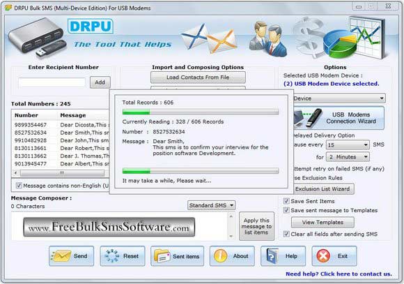 Screenshot of USB SMS Modem