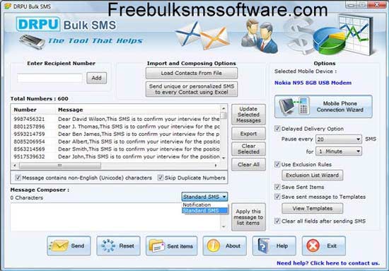 Screenshot of Free Bulk SMS GSM Mobile
