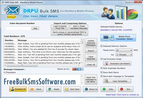Blackberry Mobile Text Messaging screenshot