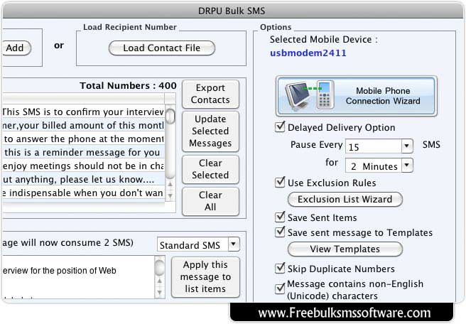 Screenshot of Mac Free SMS Software