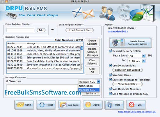 Mac Free Bulk SMS Software software