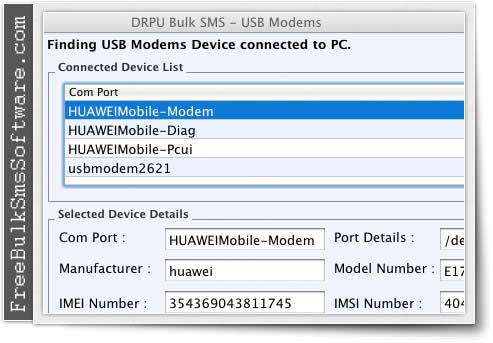 Screenshot of Mac Free SMS Software Modem