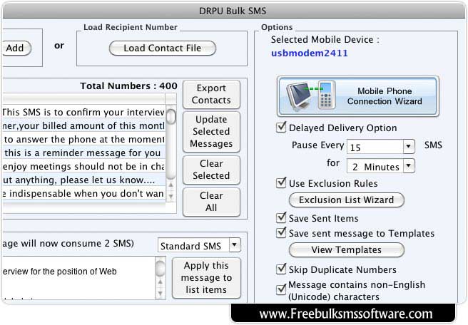 Mac OS X Bulk SMS