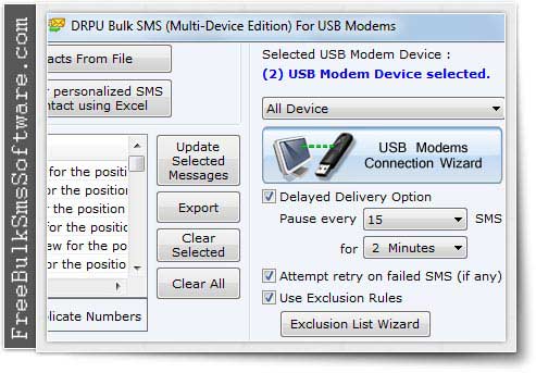 Screenshot of USB Modem Bulk SMS