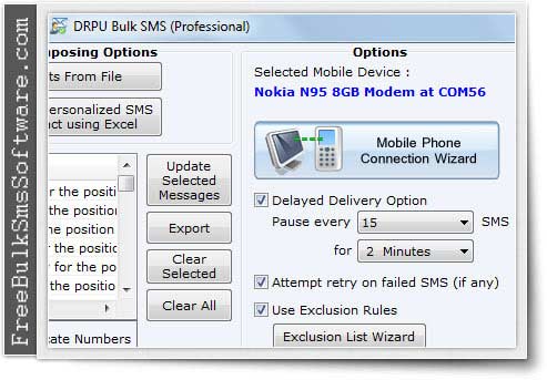 Screenshot of Free Bulk SMS Software