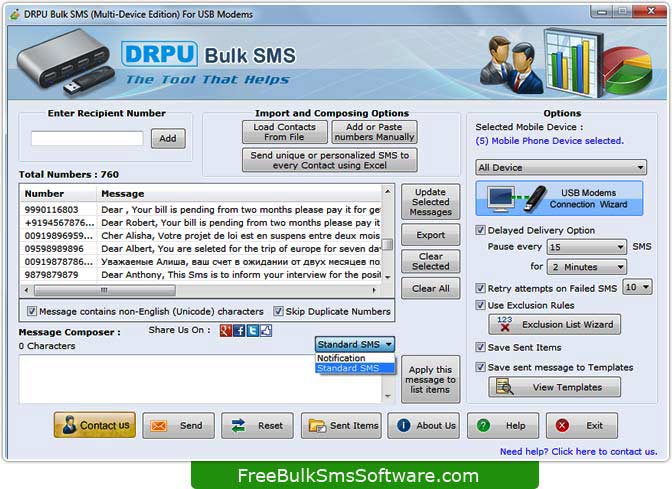 USB Modem Bulk SMS Gateway software