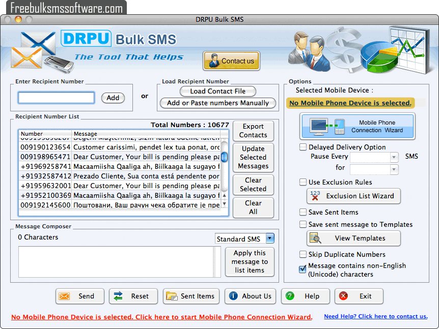Mac Bulk SMS Software Screenshot