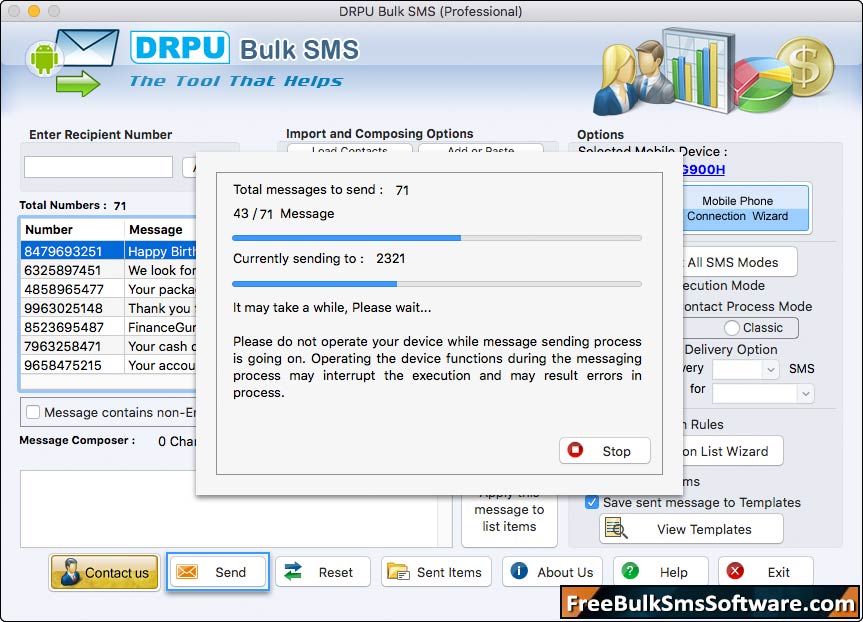 SMS sending process