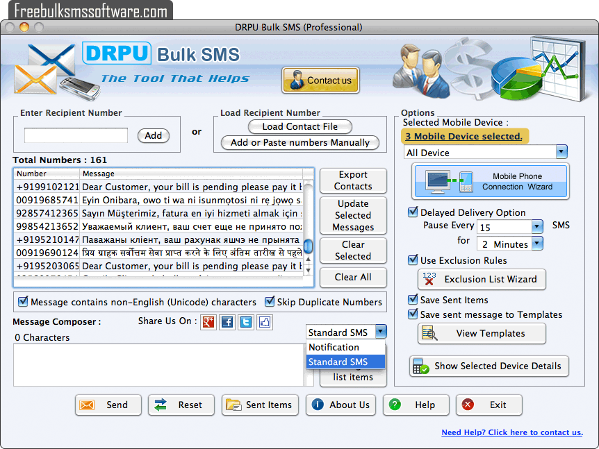 Mac Bulk SMS Software - Professional Screenshot